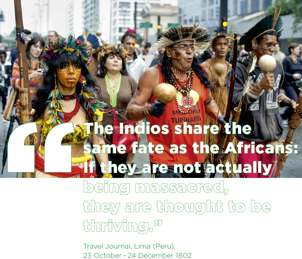 São Paulo, Brazil: Indigenous people protest against threats to ancestral land rights in 2015. 