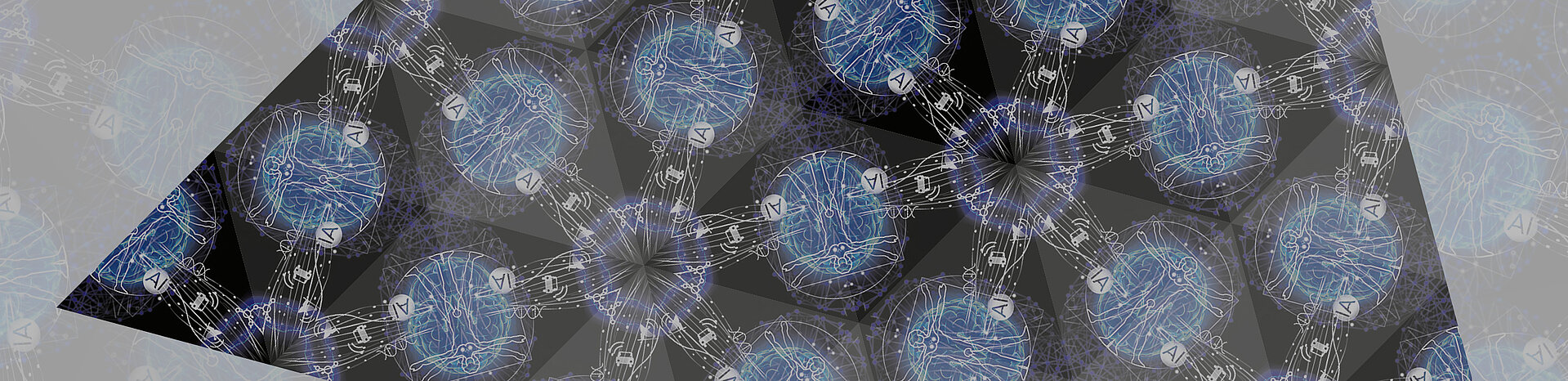 Blau-schwarzes Muster mit Figuren, Symbolbild Humboldt-Professur für Künstliche Intelligenz