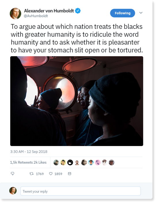 “To argue about which nation treats the blacks with greater humanity is to ridicule the word humanity and to ask whether it is pleasanter to have your stomach slit open or be tortured.”