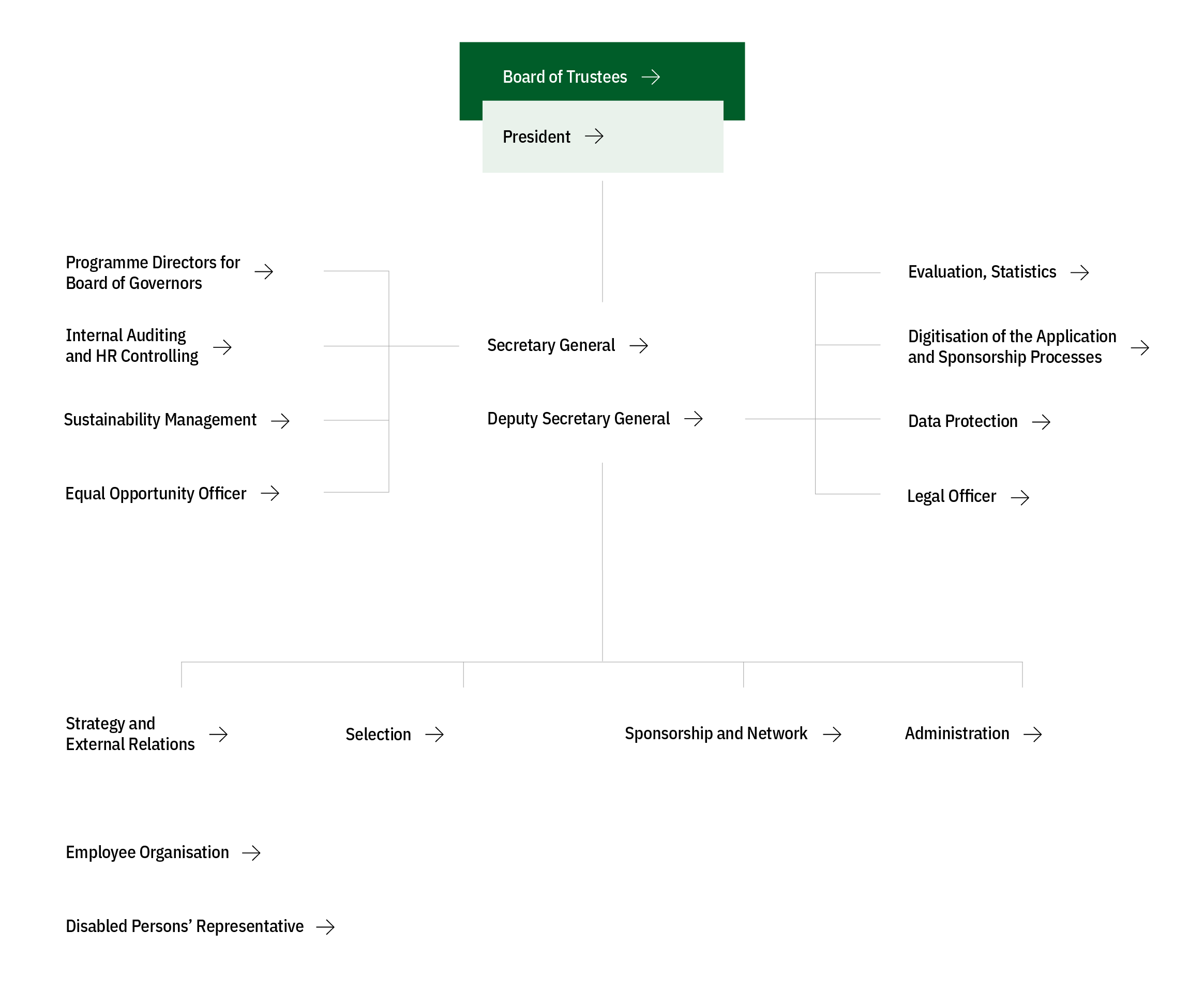 Graphical representation of the Humboldt Foundation's organisation chart