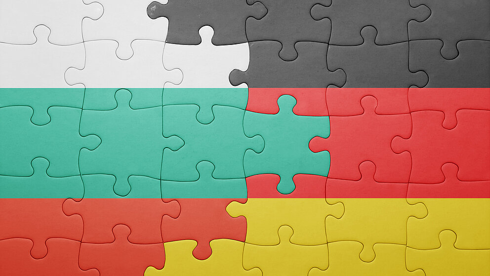 puzzle with the national flag of bulgaria and germany