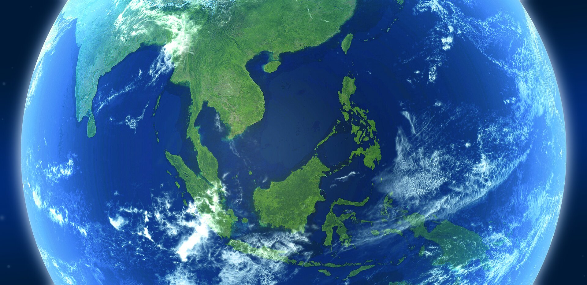 Erde mit grünen Kontinenten, Symbolbild Internationales Klimaschutzstipendium