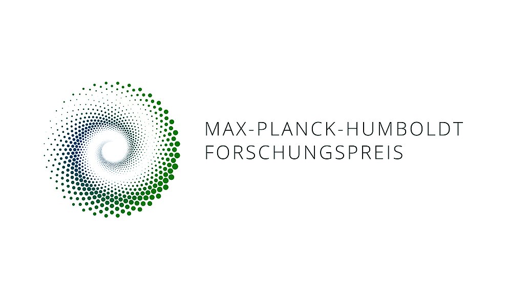 Grafisches Muster aus grünen Punkten mit Schriftzug Max-Planck-Humboldt-Forschungspreis