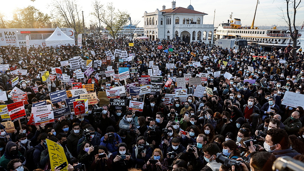 Students of Bogazici University protest in Istanbul