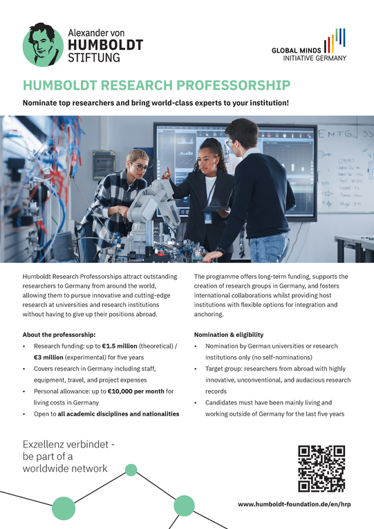 Kurzinformation "Humboldt Research Professorship" 