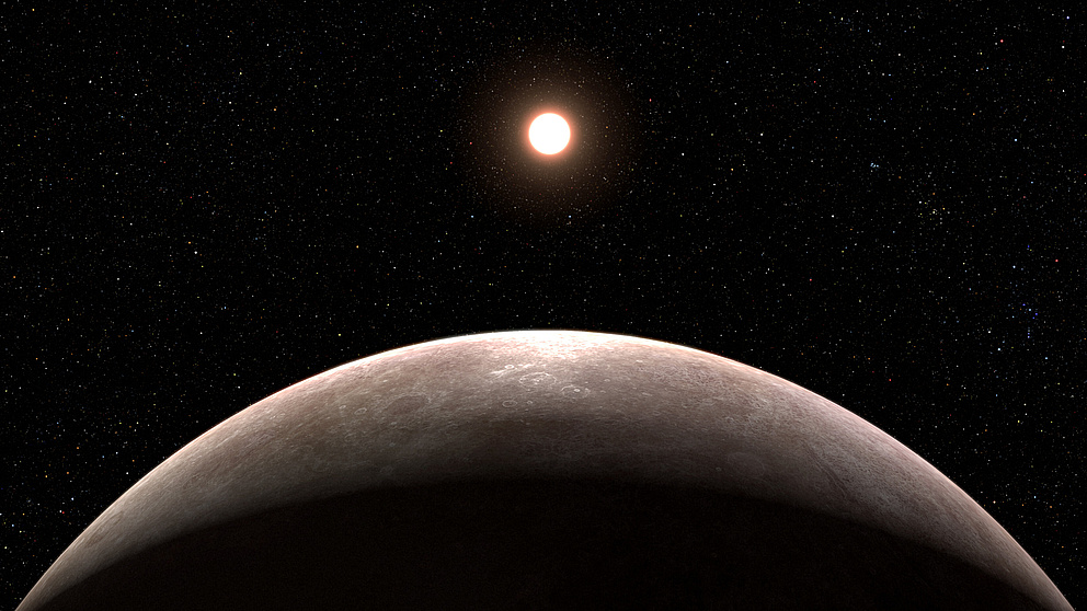 Exoplanet LHS 475 b und sein Stern (Illustration)