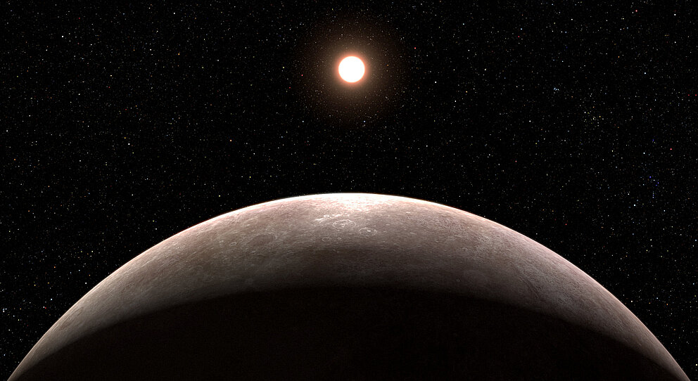 Exoplanet LHS 475 b und sein Stern (Illustration)