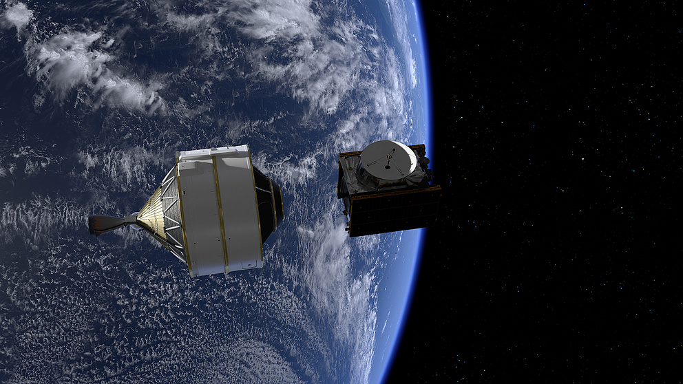 An artist's impression of Juice released into space