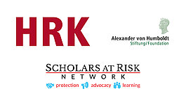 Die Logos der Hochschulrektorenkonferenz, Scholars at Risk und der Alexander von Humboldt-Stiftung