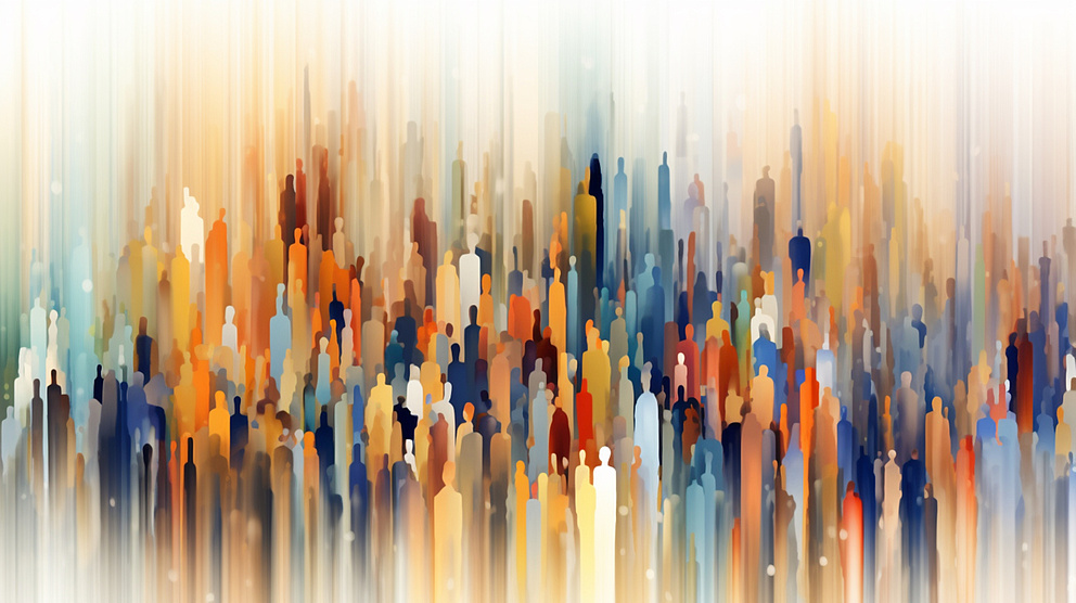 Schemenhafte, bunte Menschenmenge