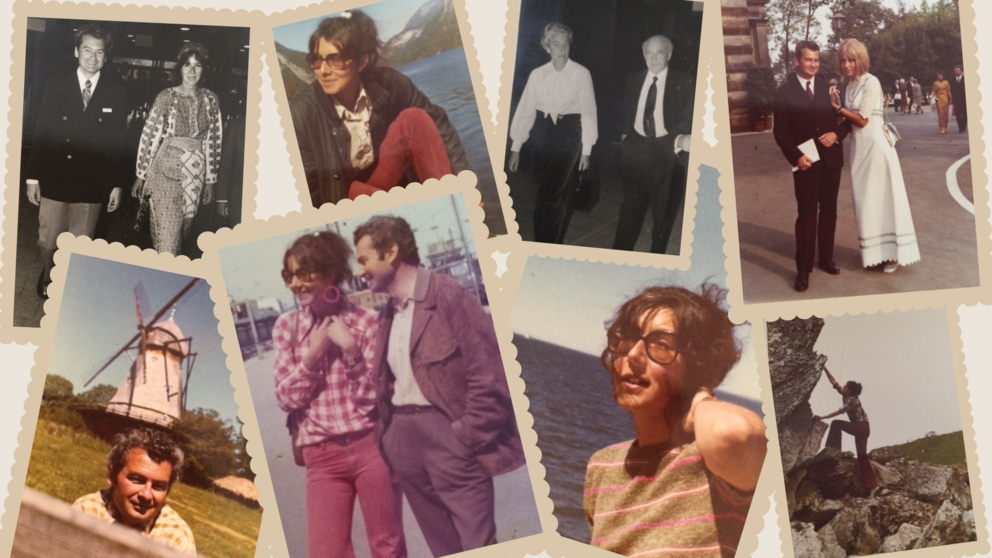 Collage mit Fotos aus der Kennenlernphase und dem gemeinsamen Leben des Paares