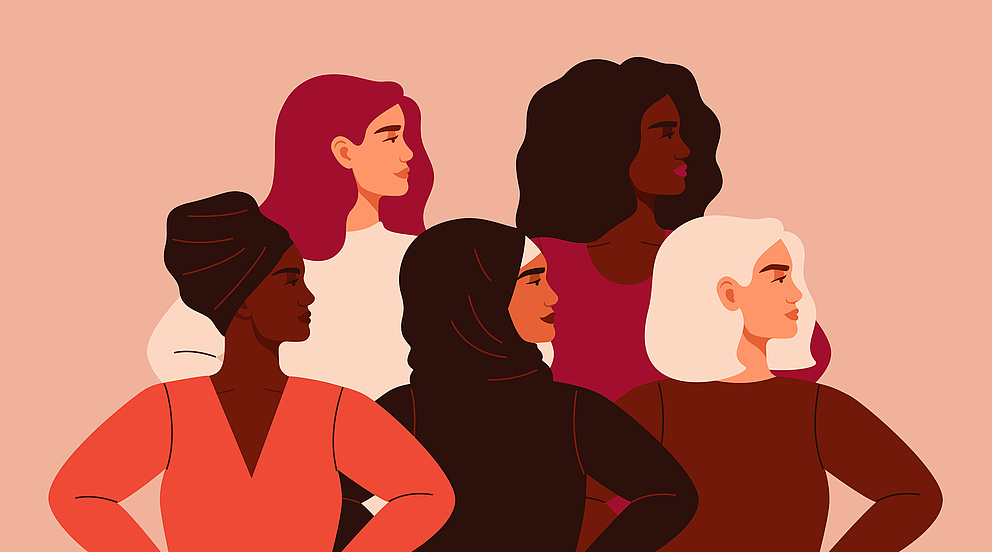 Illustration einer Gruppe diverser Frauen