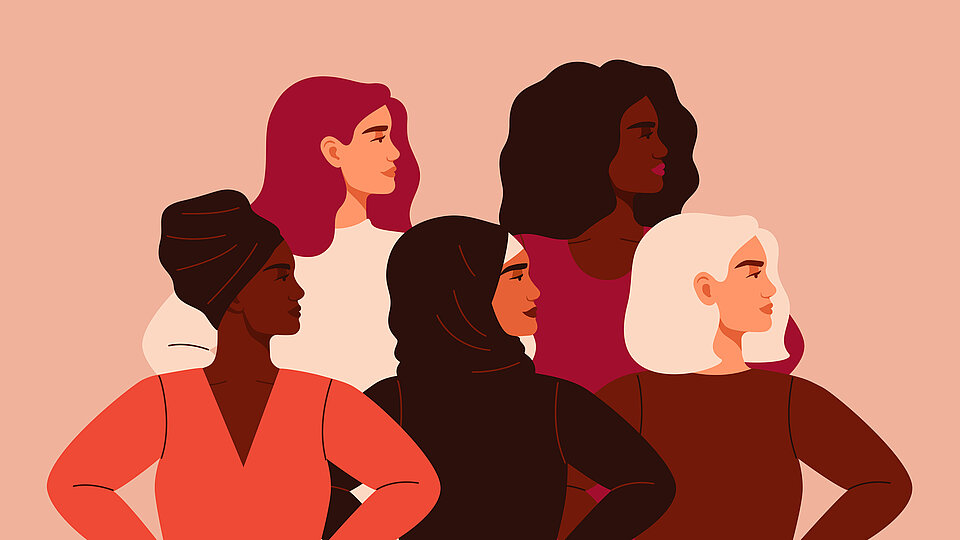 Illustration einer Gruppe diverser Frauen