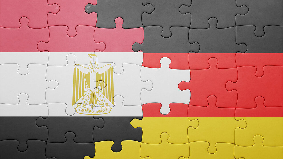 puzzle with the national flag of germany and egypt