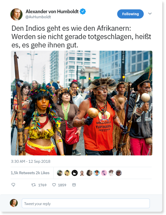 Den Indios geht es wie den Afrikanern: Werden sie nicht gerade totgeschlagen, heißt es, es gehe ihnen gut.