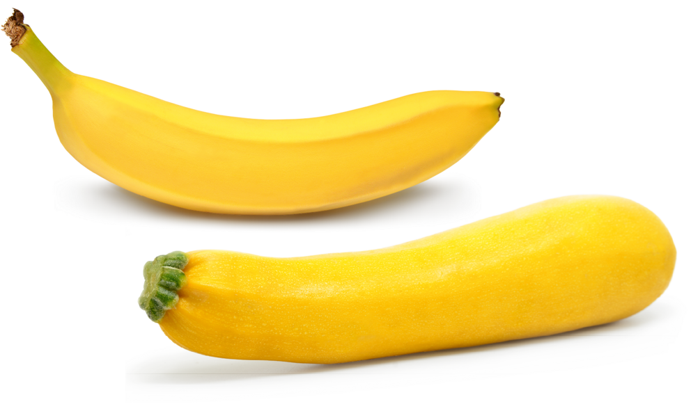 Zum Verwechseln ähnlich: Eine Banane und eine gelbe Zucchini