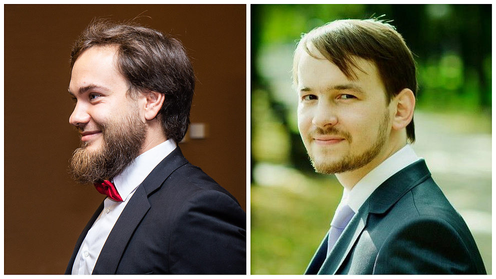 Porträtfotos von Ilya Sulzhytski und Vasil Navumau