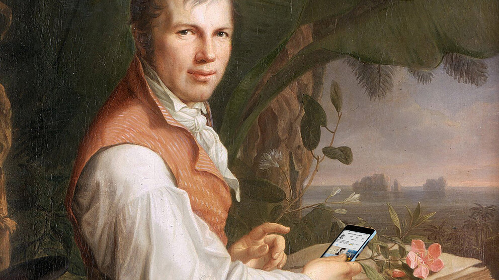 Humboldt-Gemälde von Friedrich Georg Weitsch von 1806 (Montage: Raufeld Medien)